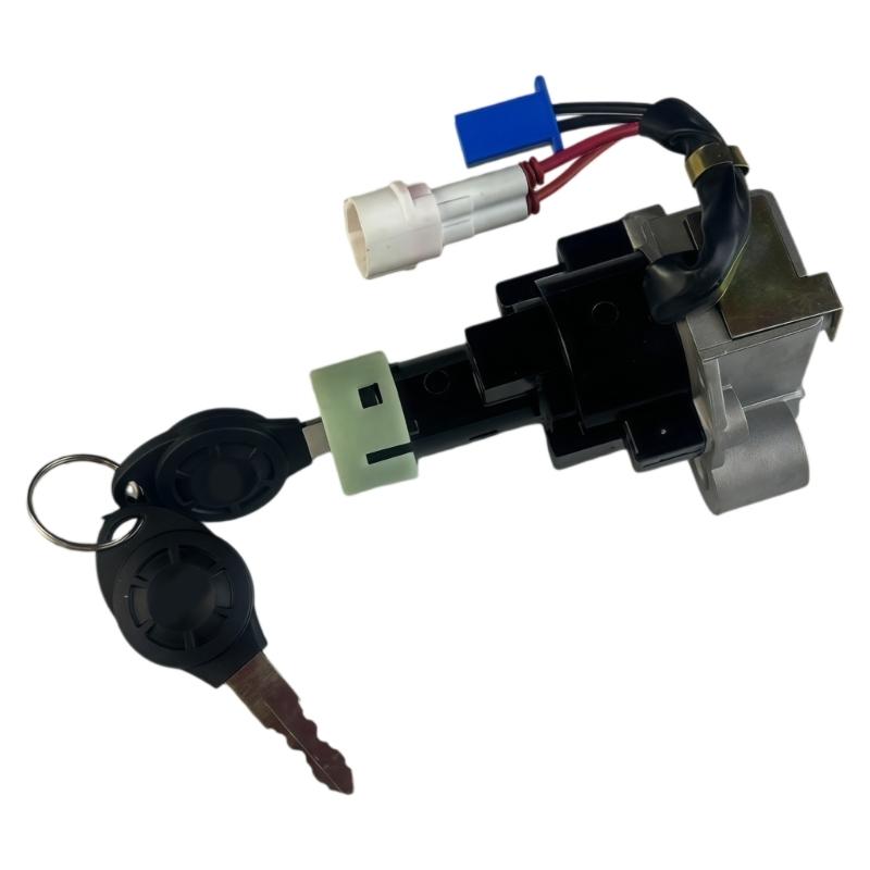 Motorcycle Scooter ATV Ignition Switches Assembly with 2 Keys and Wire Harness, Metal Mounting Body for Daily Repair