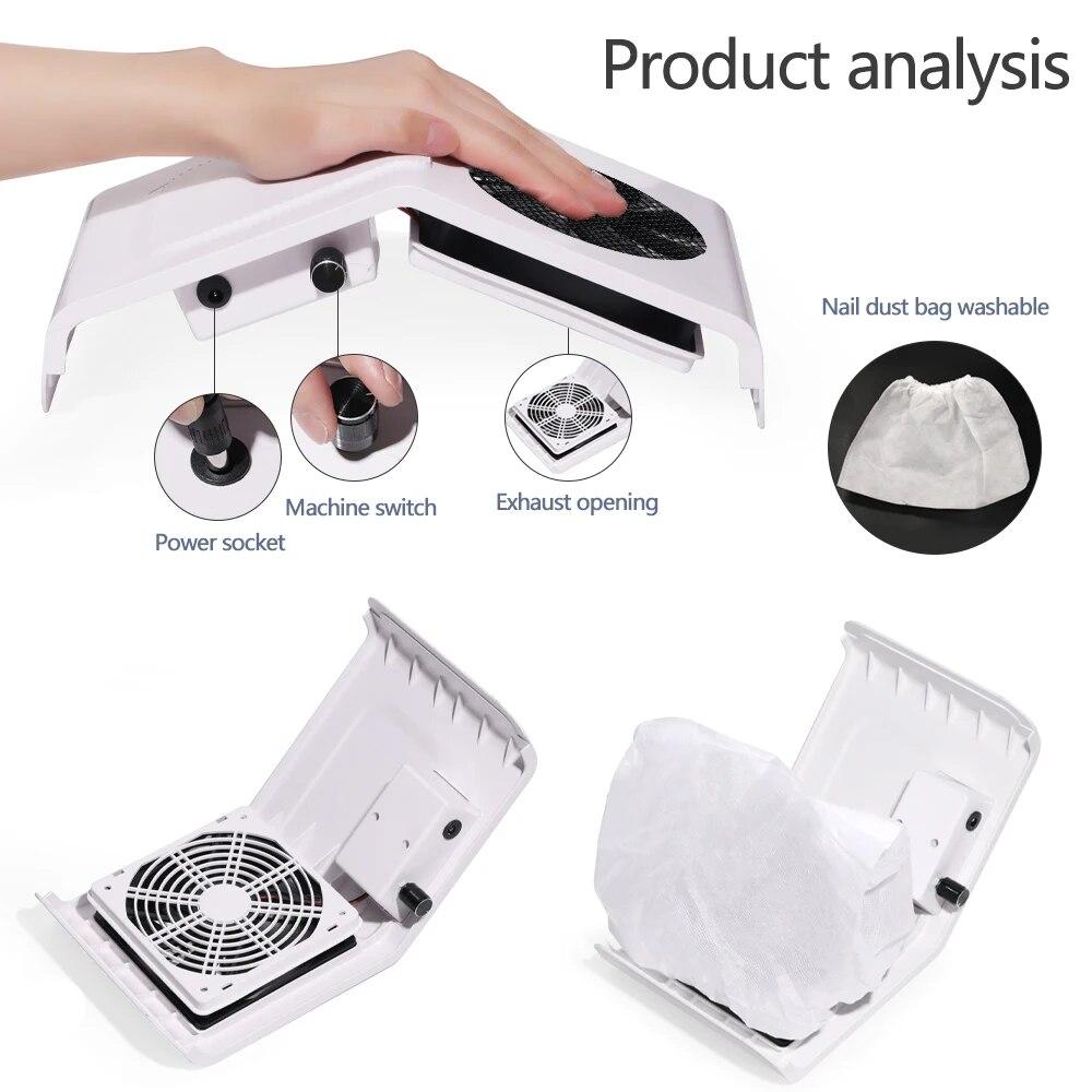 LULAA Big Power Vacuum Nail Dust Collector For Manicure Extractor Fan For Manicure Dust Absorber With Removable Filter