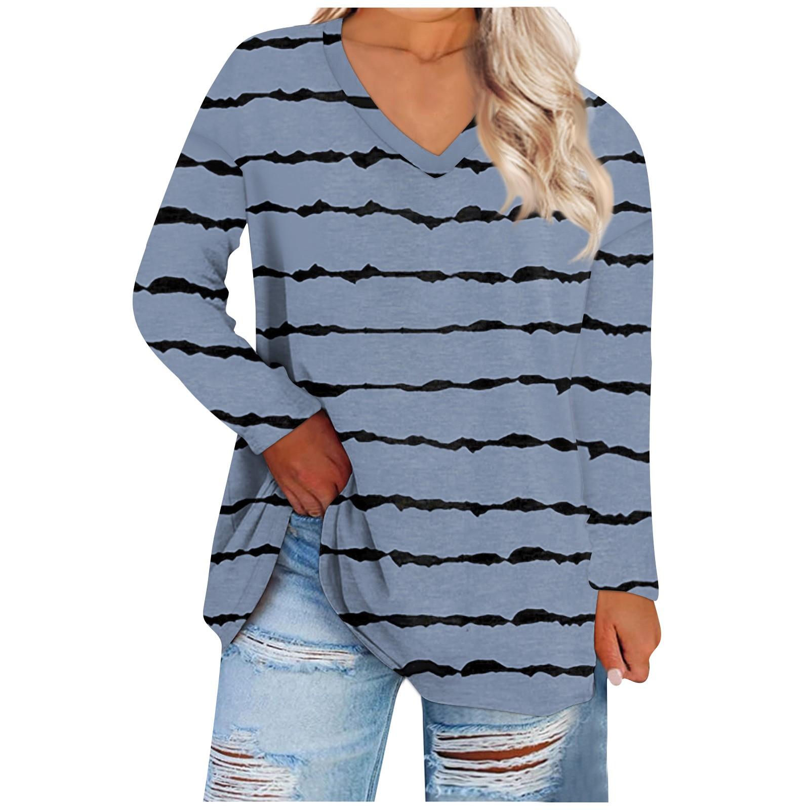 

Жіноча вільна та зручна повсякденна футболка з довгими рукавами та круглим вирізом XXXL