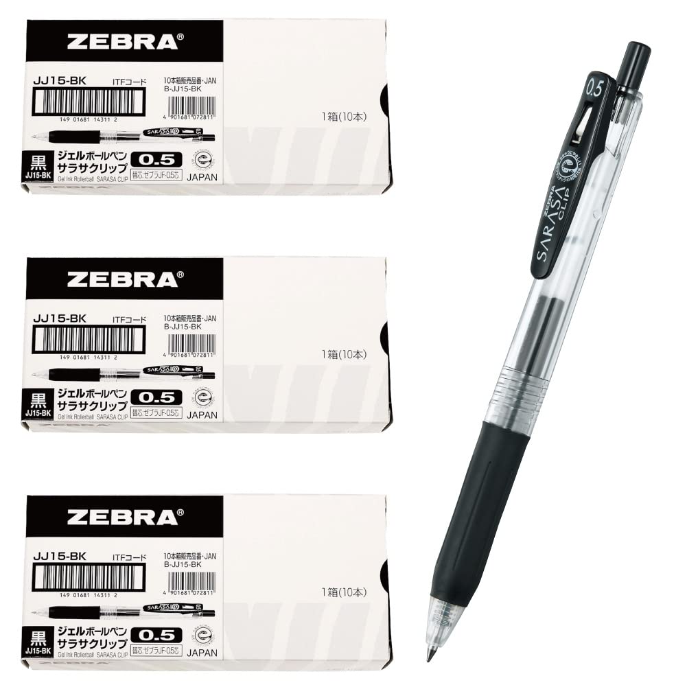 Zebra Gel Ballpoint Pen Sarasa Clip Black 30 Pieces 0.5mm JJ15-BK-30AZ