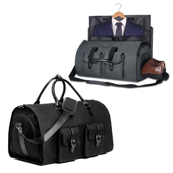 Suit Bag Lightweight Oxford Cloth Anti-Wrinkle Lining 2-in-1 Design Spacious Storage Waterproof Travel Handbag with Zipper Locks