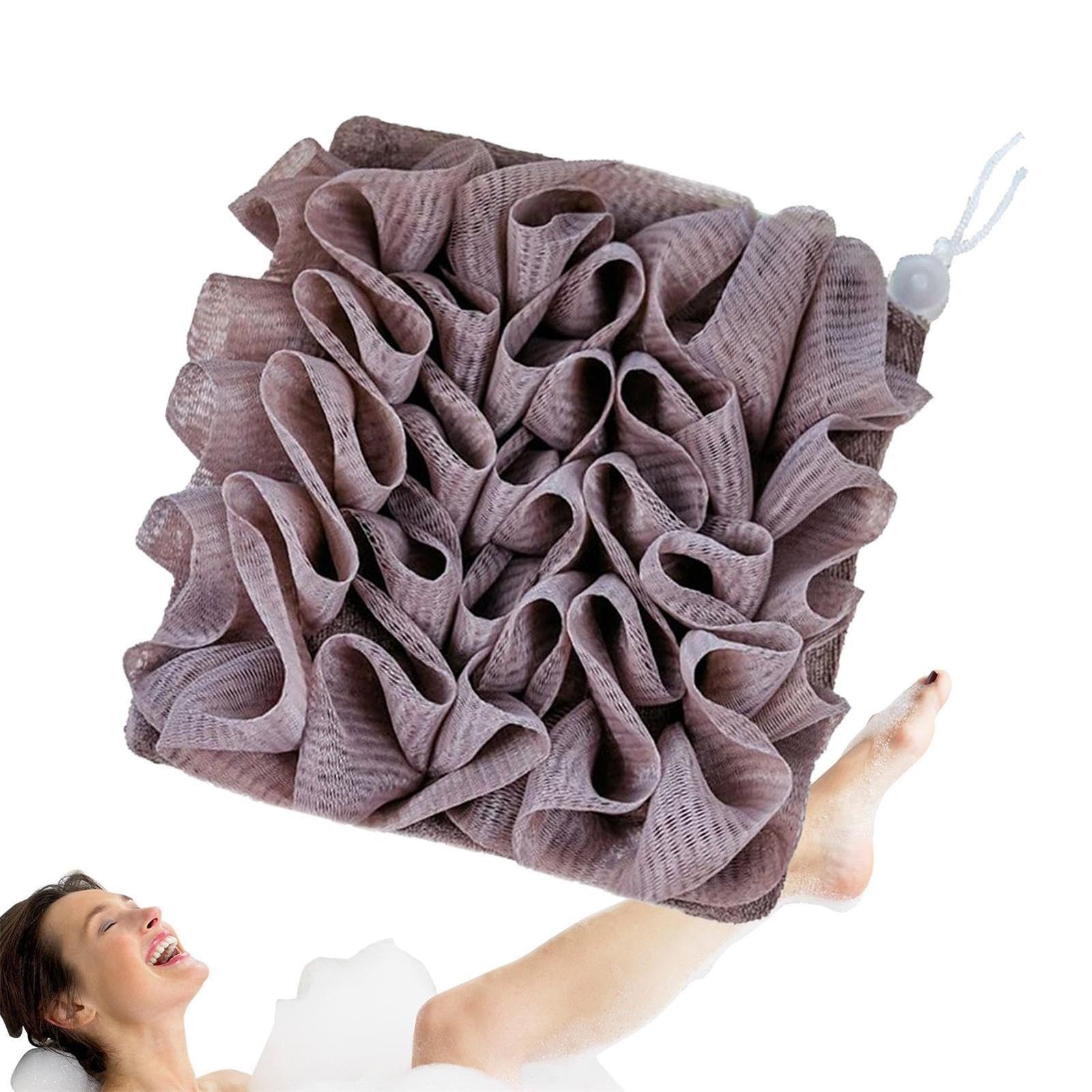 2 in 1 Bath Loofah Sponge with Drawstring Ball Bath Long Lasting Use Deep Cleansing Mesh Shower Sponge Mesh Shower Sponge