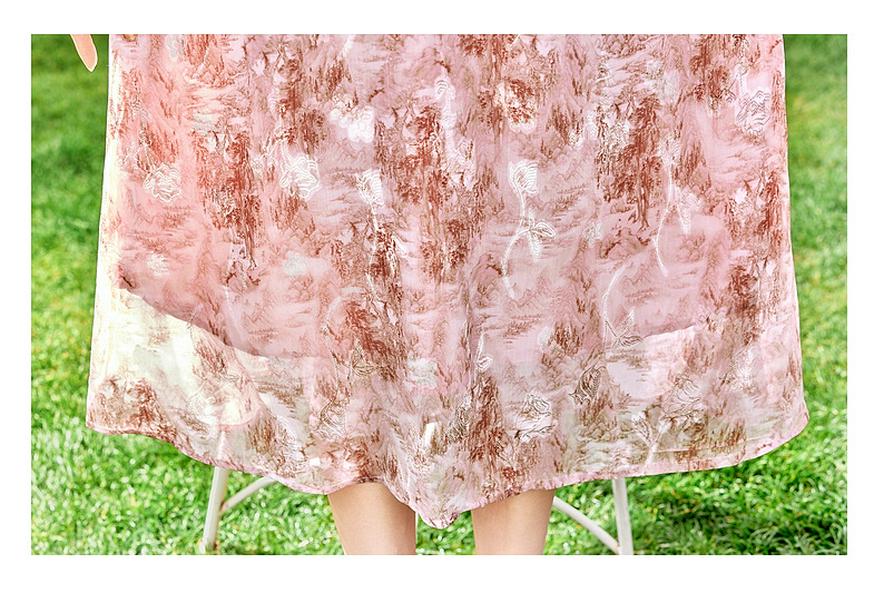Elegant Summer Chiffon Dress for Middle-Aged Women - New Chinese Style Fashion