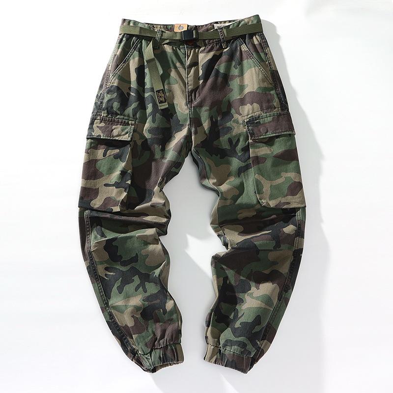 American trendy brand multi-pocket loose tied Harlan pants spring and autumn new casual overalls long pants men's pants