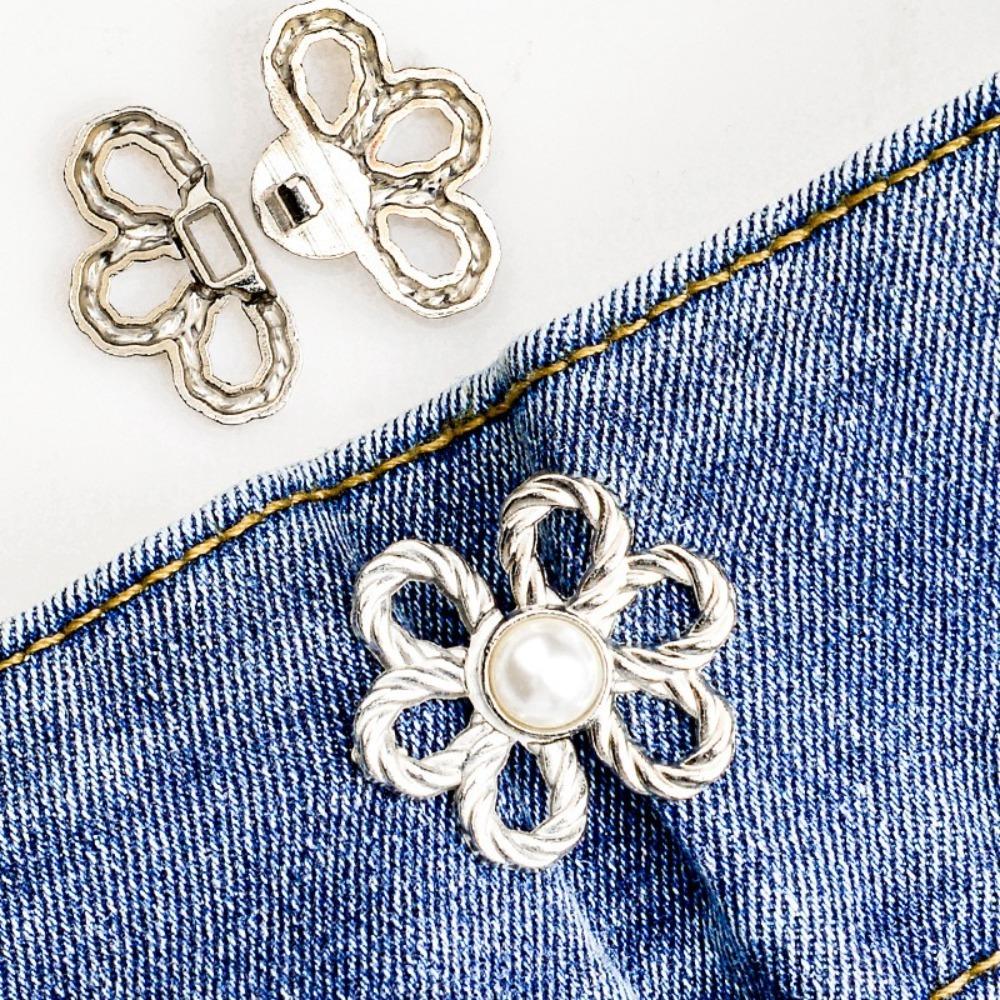 New DIY Tighten Waist Button Detachable Clip No Sewing Retractable Button Reduce Waist Flower Buttons Snap Clothing Accessories