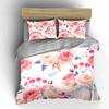 Pink Rose Floral Pattern Bedding Set For Kids Luxury Gift 3Pcs Digital Print Comforter Set Soft Comfortable Breathable