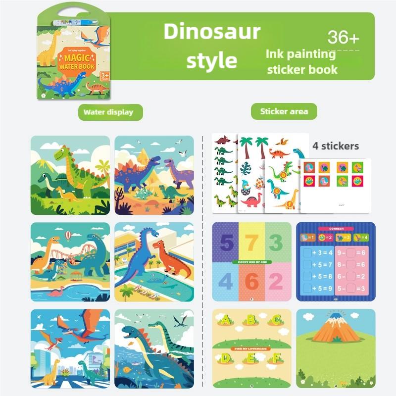Neues 2-in-1 wiederverwendbares Malbuch Wassermalaufkleber Puzzles Spielbuch Sensorisch für Früherziehung Puzzle Malspielzeug