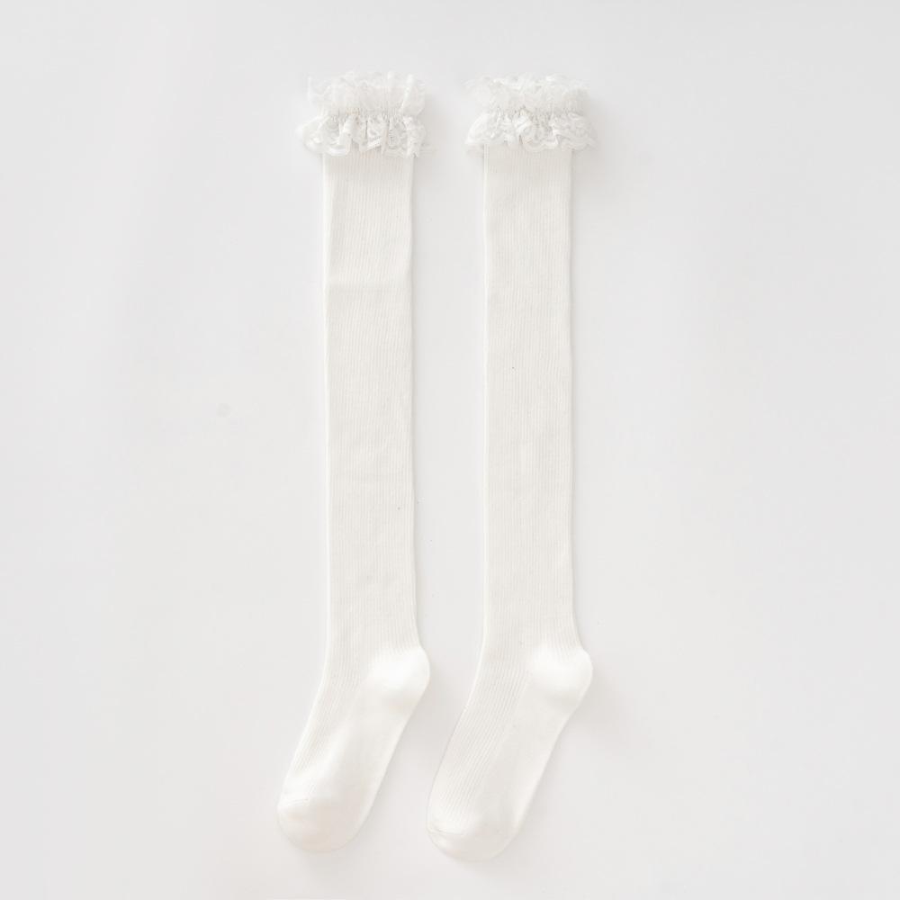 Lolita Thigh-high Socks Academy Style Thigh-high Socks Lace Trim Slimming Knee-high Socks