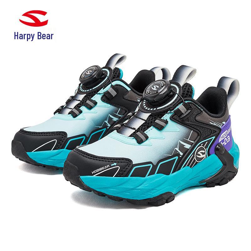 Scarpe da Ginnastica Casual Resistenti allo Sporco per Bambini con Fibbia Rotante in Pelle Orsetto Felice