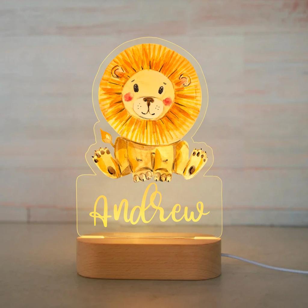 Personalized Children Animal Night Light Custom Acrylic Lamp Baby Kids Bedroom Decoration Neonate Birthday Christmas Gift