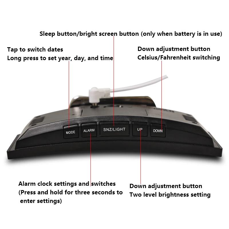 Fashionable Curved Screen LED Electronic Clock Large Screen Mirror Clock Silent Alarm Clock Bedside Table Clock Room Decoration