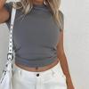 Summer Basic Round Neck Short-Sleeved T-Shirt for Women, Tight-Fitting, Sexy, European and American Style, Simple Pure Color, Versatile Top for Women
