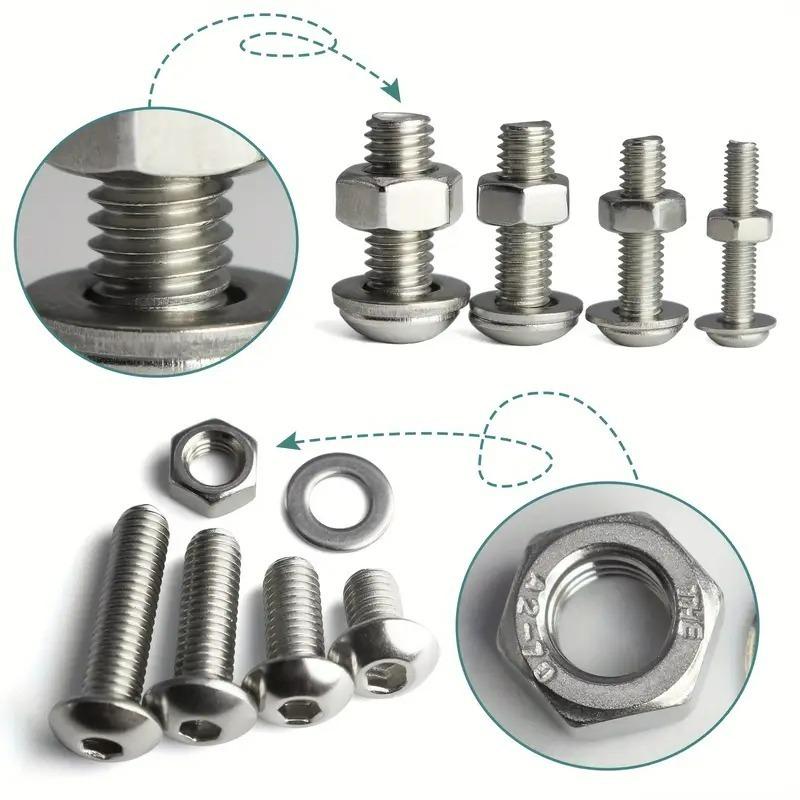 120/600pcs Stainless Steel Bolts Nuts Set Hexagon Socket Screw Nut Kits Machine Screw Hardware Fasteners Assortment M2 M3 M4 M5
