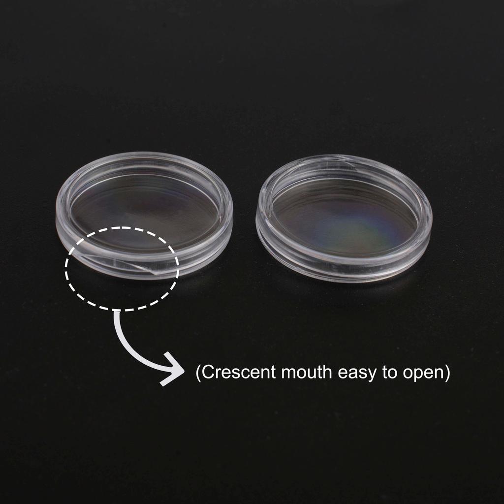 100x Transparent Coin Capsules Coin Case Holders Container Storage Boxes - 25mm