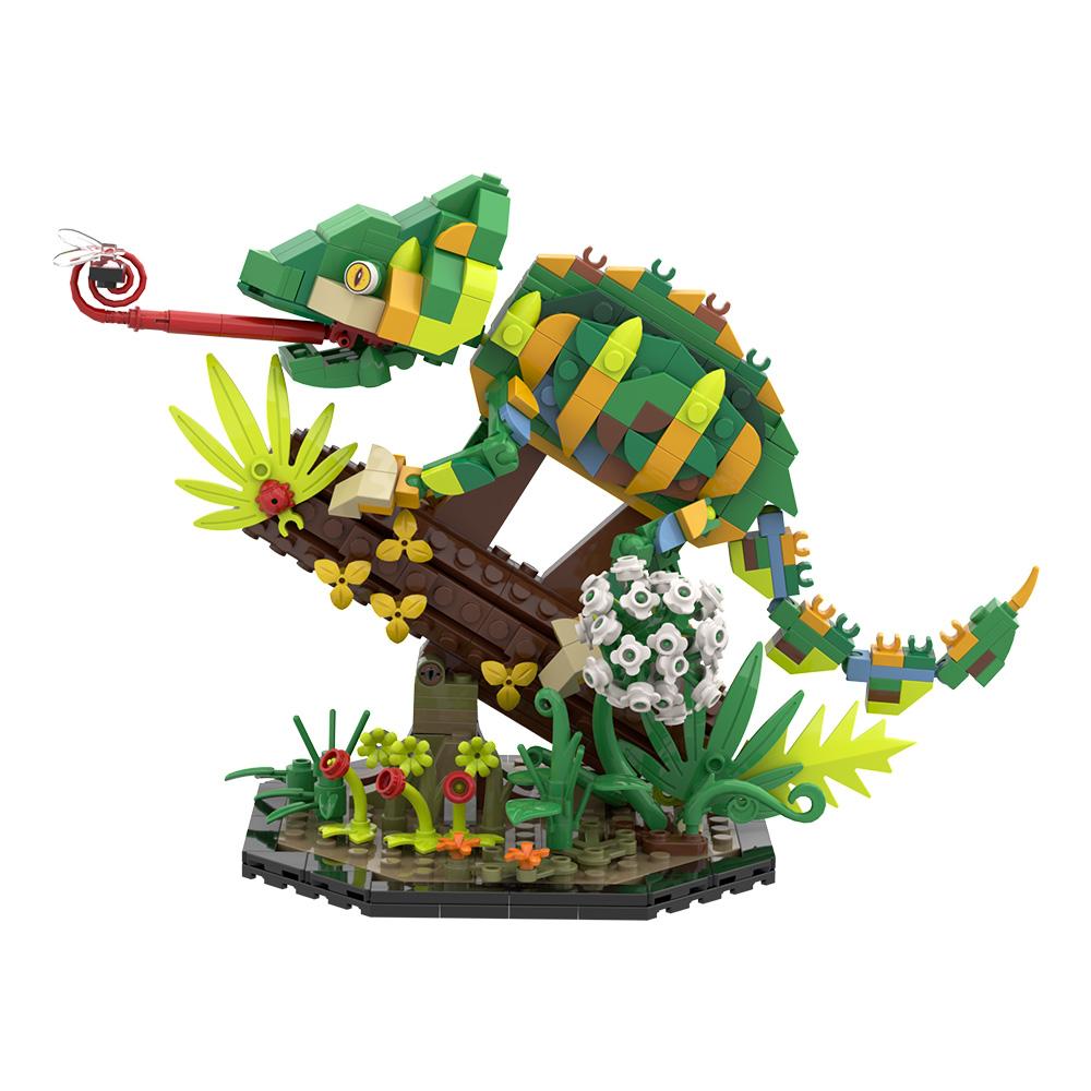 Gobricks MOC Chameleon Bricks Reptile Pet LizardInsect Building Blocks Toys Gift