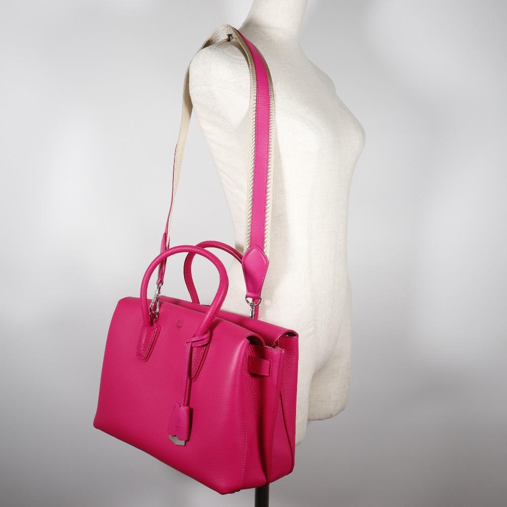 MCM Mirror Handbag MWT 6SMA04 PU001 2WAYShoulder Pink Leather Women Used