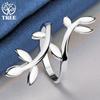 925 Sterling Silver Leaf Shaped Adjustable Ring Fashionable Wedding Jewelry