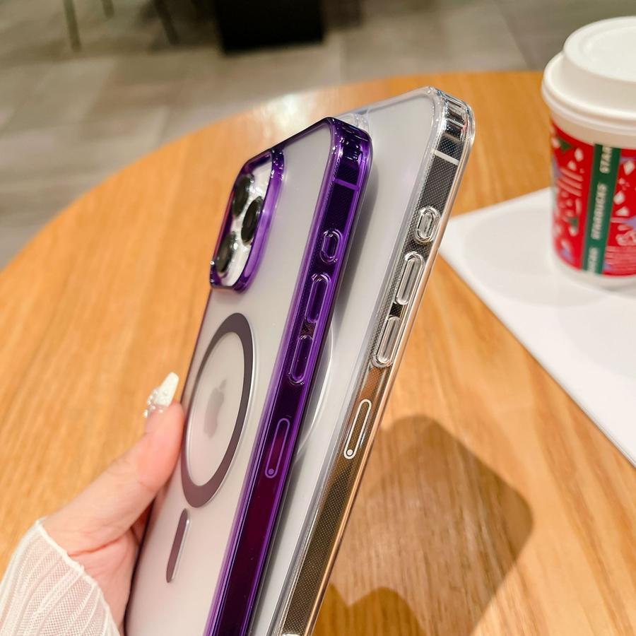 Frosted Magnetic Wireless Charging Phone Case for iPhone 16 Pro Max 16 Plus 16 iPhone 15 14 13 12 11 XR Translucent Colored Frame Shockproof Cover