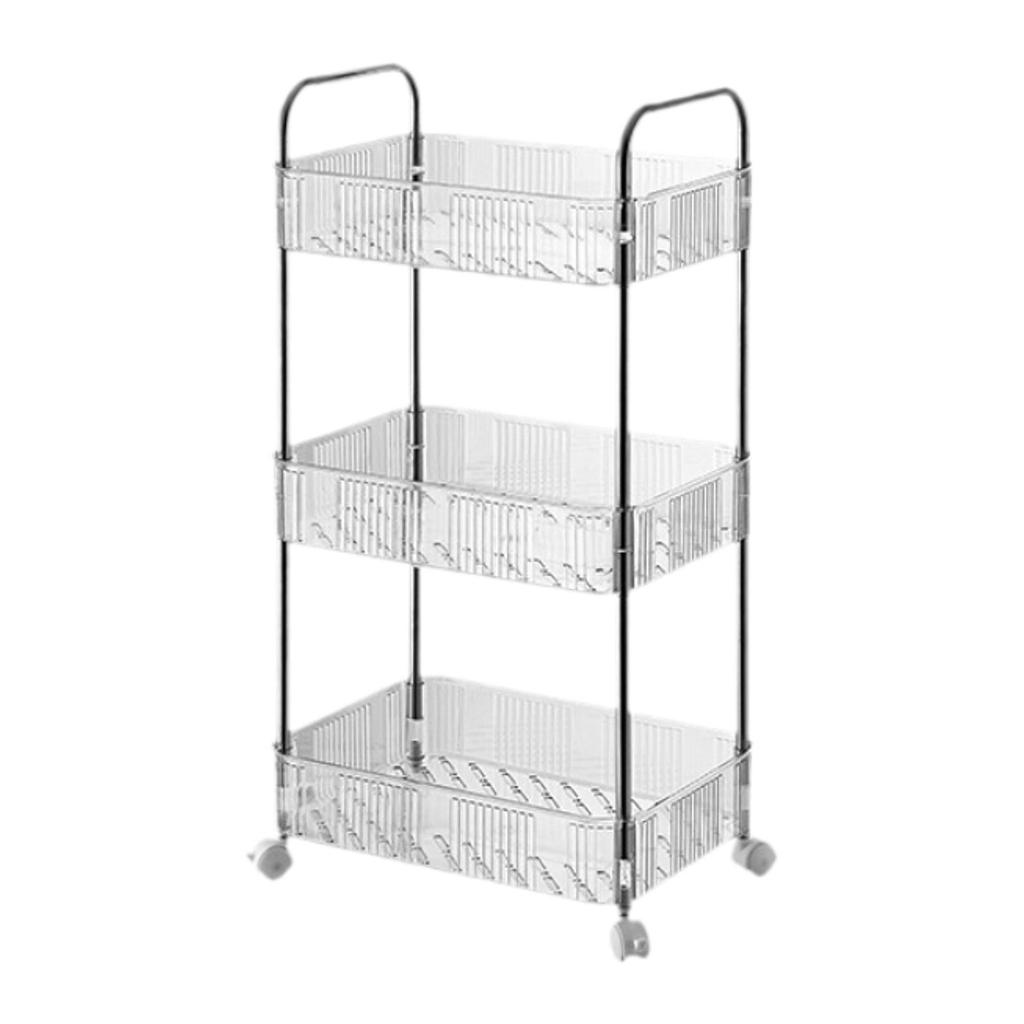 Mobile Shelf Cart with Caster Wheels 3 Layer Home Kitchen Corner Office Rolling Storage