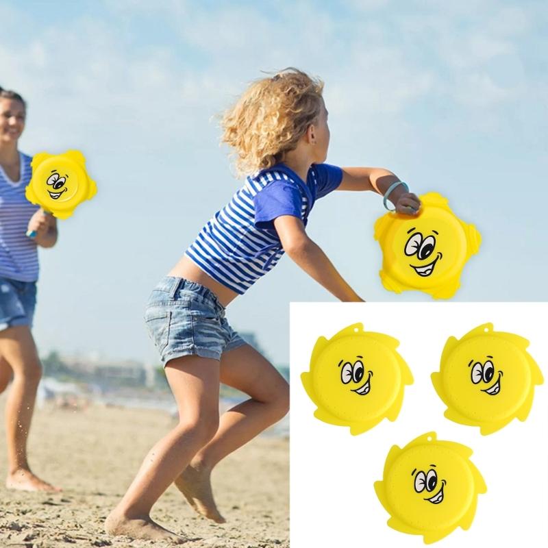 Pack of 3 Water Sprinkling Flying Disc Beach Toy with Soft Silicone Texture Suitable for Kids Water Game