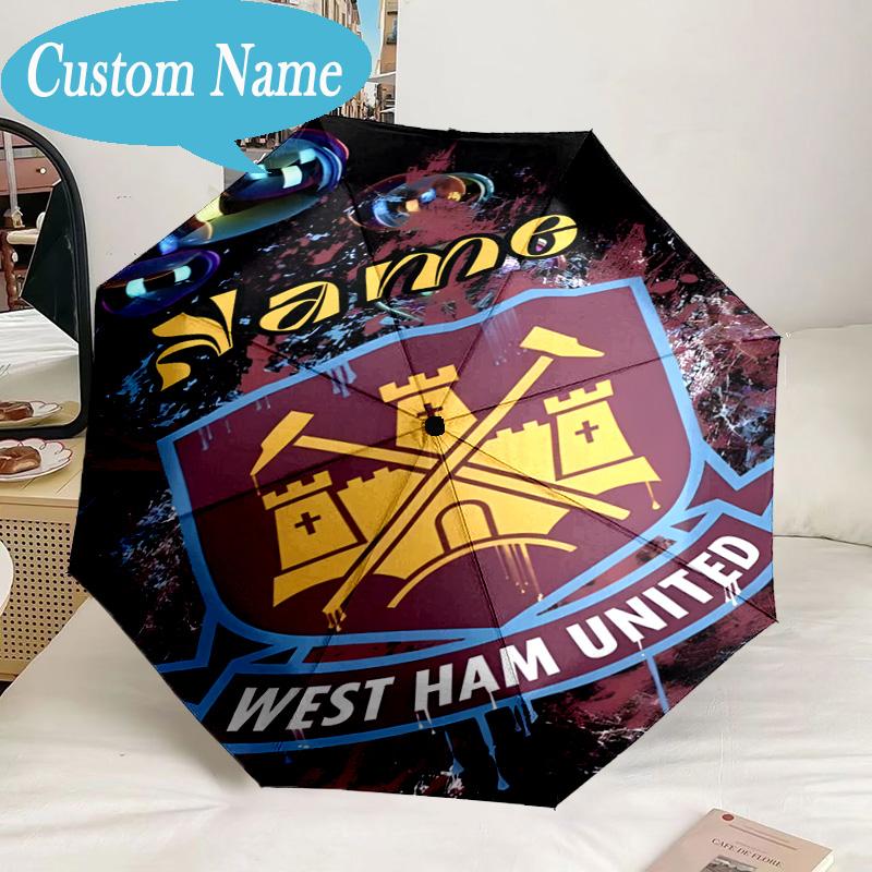 Custom Name Umbrella West-Ham Crest Umbrella 8-Frame for Travel, Camping, Casual Lightweight Portable, Essential for Family Gifts