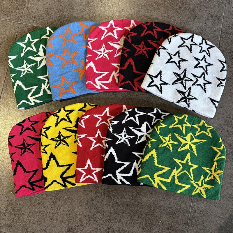 Star Pattern Fashion Women Casual Warm Knitted Hat For Autumn Winter And