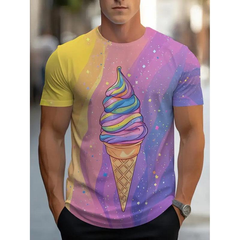 Sweet Ice Cream Colorful Print Graphic T-shirt Kid Casual Cute Candy Design Short Sleeve T Shirts Street Harajuku Trend New Tee