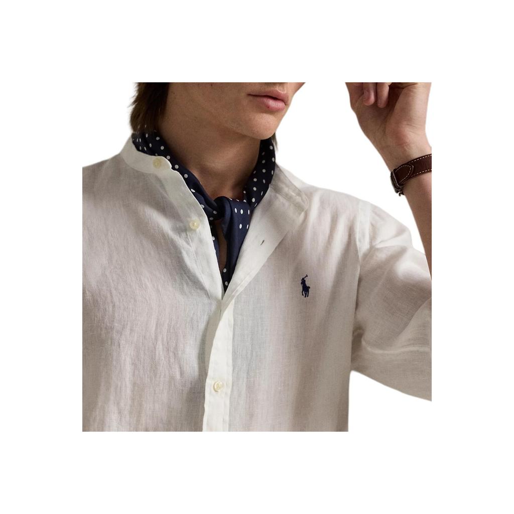 Polo Ralph Lauren Slim Fit Linen Long Sleeve Shirt Men Shirts White 710968925-006