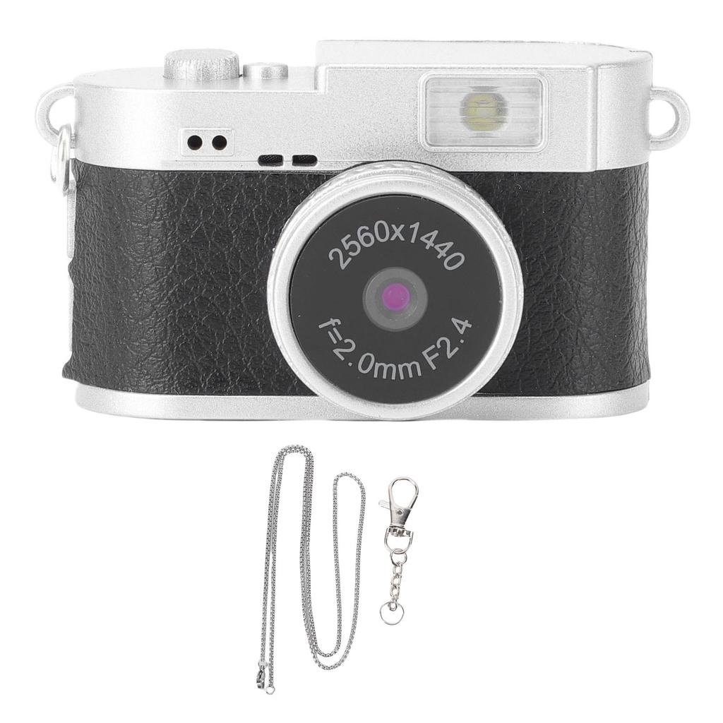 Keychain Camera 2K FHD Video 2MP Photo 1.47 Inch Color Screen Built in 4 Filters LED Flash Rechargeable Small Retro