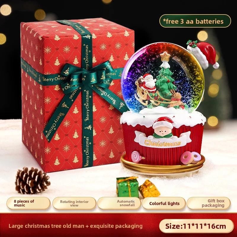 Langlebiges Weihnachtsgeschenk Kutsche Kristallkugel Spieluhr Schmuckstück Spieluhr Schnee Weihnachtsmann Schenkt Kindern Kleine Geschenke