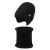Mens Winter Knitted Beanie Hat With Ear Protection Scarf Set Warm Thick Hooded Cap Cycling Outdoor