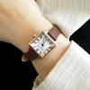 Mejongdeuswi Women'S Leather Wristwatch Square Roman Mds-401Lbr