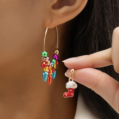 Set of Cute Cartoon Stud Earrings for Christmas Day Earrings Personalized Design Santa Snowman