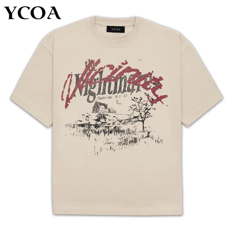 Übergroßes T-Shirt Herren Baumwolle T-Shirts Y2k Oberteil Vintage Sommer Koreanische Mode Streetwear Harajuku Grafik Hip Hop Ästhetik Kleidung