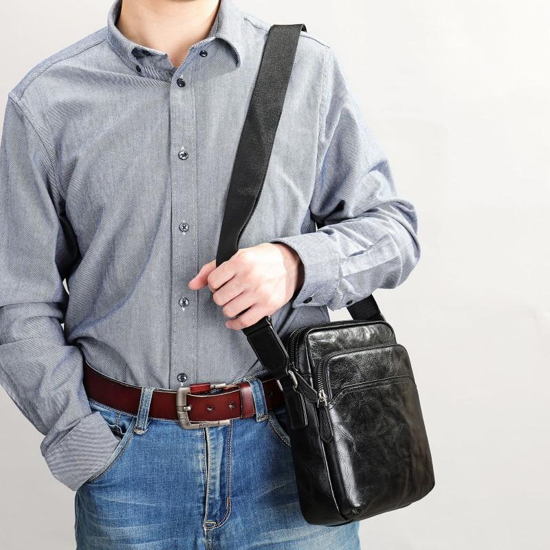 Real Leather Men's Shoulder Bag Korean Version Backpack Top Layer Cowhide New Business Casual Crossbody Trend