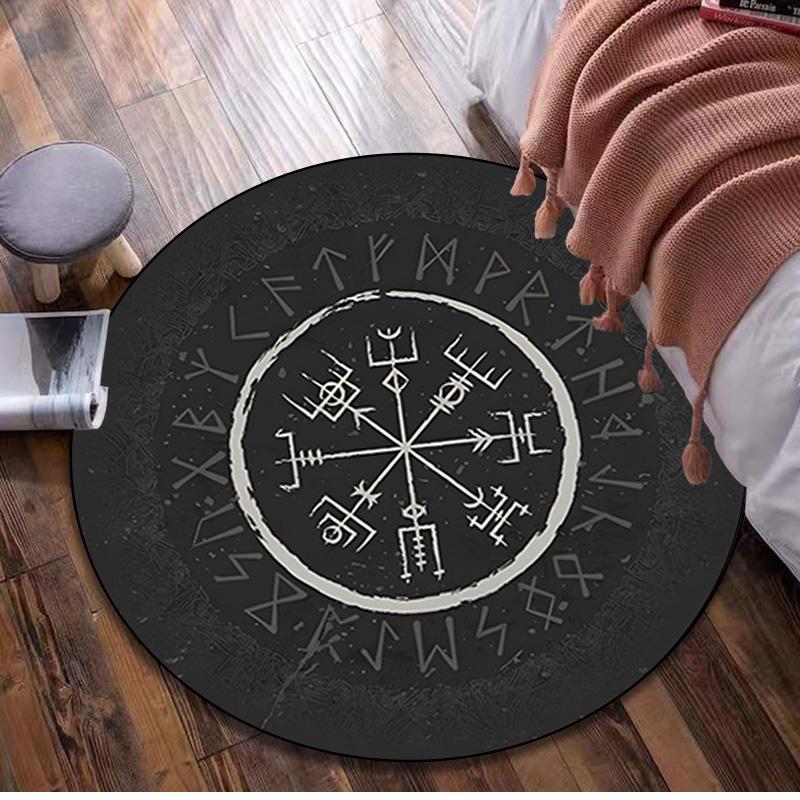 Valknut Celtic Knot Circular Rug Office Decorative Carpet For Living Room Bedroom Door Mat Floor Rug Computer Chair Area Rug