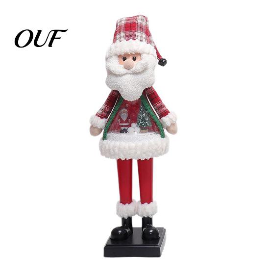Vintage Christmas Table Centerpieces LED Lighted Figurine, Swirling Glitter Santa Claus Elk Snowman Musical Reindeer Decoration with Music for Holiday