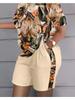 Summer Autumn 3D Print Women Loose Sports Suits Round Neck Short Sleeve Top Shorts Two Piece Set