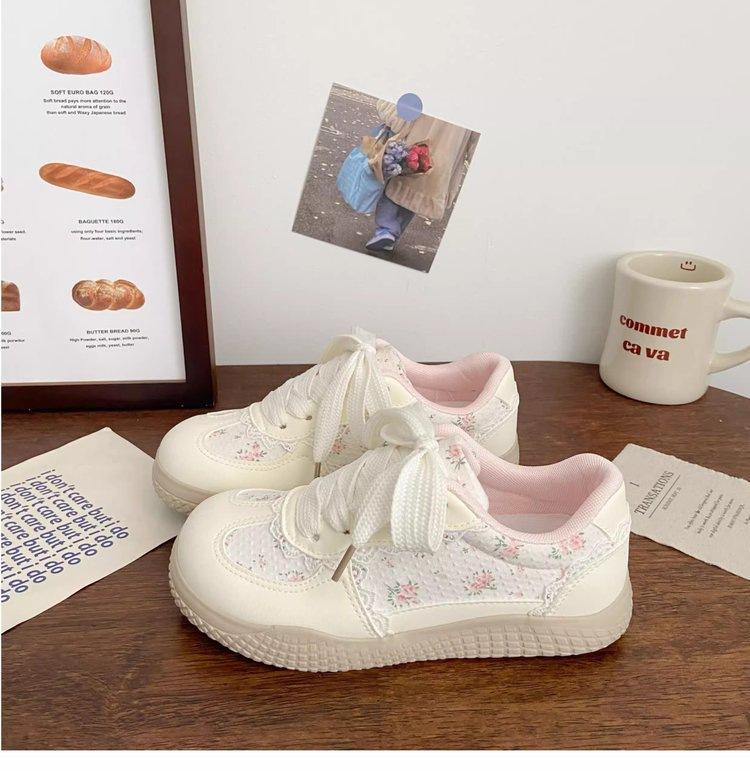Breathable low-top board shoes spring new chic niche design student pink floral