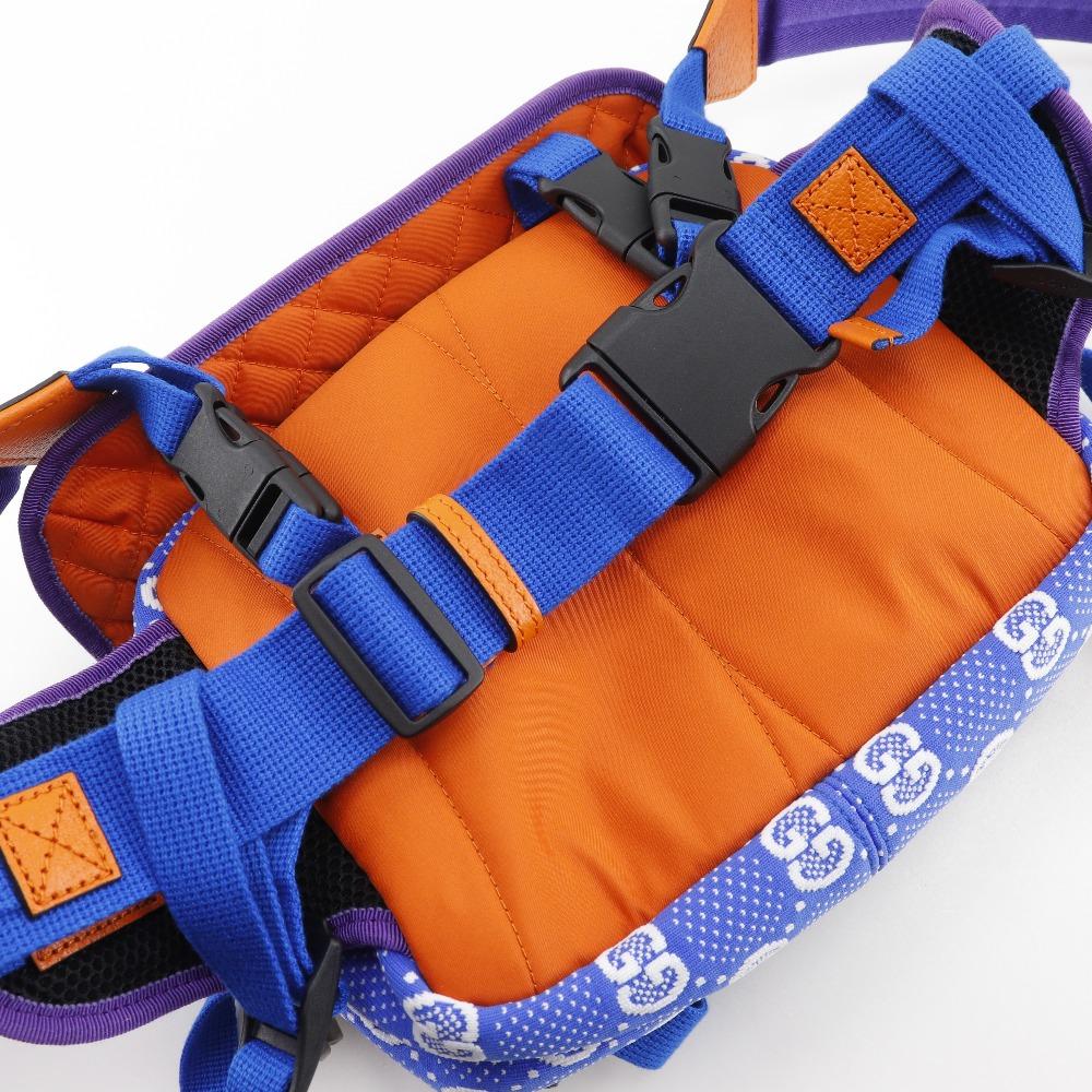 GUCCI GG small bag Backpack Daypack 752100 2WAY waist bag Blue / purple Nylon unisex Used