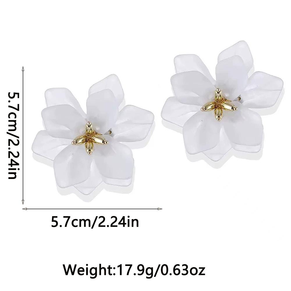 Exaggerate Acrylic Petal Clip On Earrings for Women New Modern Korean Fashion Non Pierced Ear Clips Girl Party Statement Jewelry
