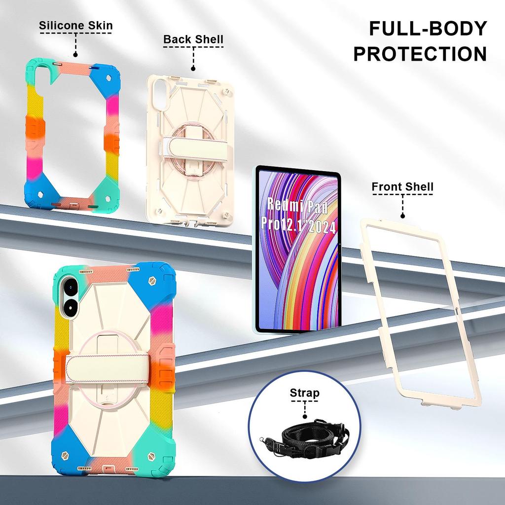 Compatible with Redmi Pro 12.1-inch, Redmi SE 8.7, and Redmi Pad 2: Tablet Case with Hand Strap & Stand.