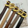 Cintura in Vera Pelle Larga 2,0 cm - Stile Coreano 2023 Fibbia Decorativa Liscia Cinturino Sottile per Jeans