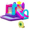 Castelo Inflável com Escorregador, Trampolim, Piscina com Área de Brincar e Cesta, Para até 3 Crianças +3 Anos, Soprador de 350W e bolsa de transporte incluídos, Multicolor