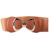 Women Bowknot Buckle Metallic Faux Leather Waistband Elastic Croset Waist Belt