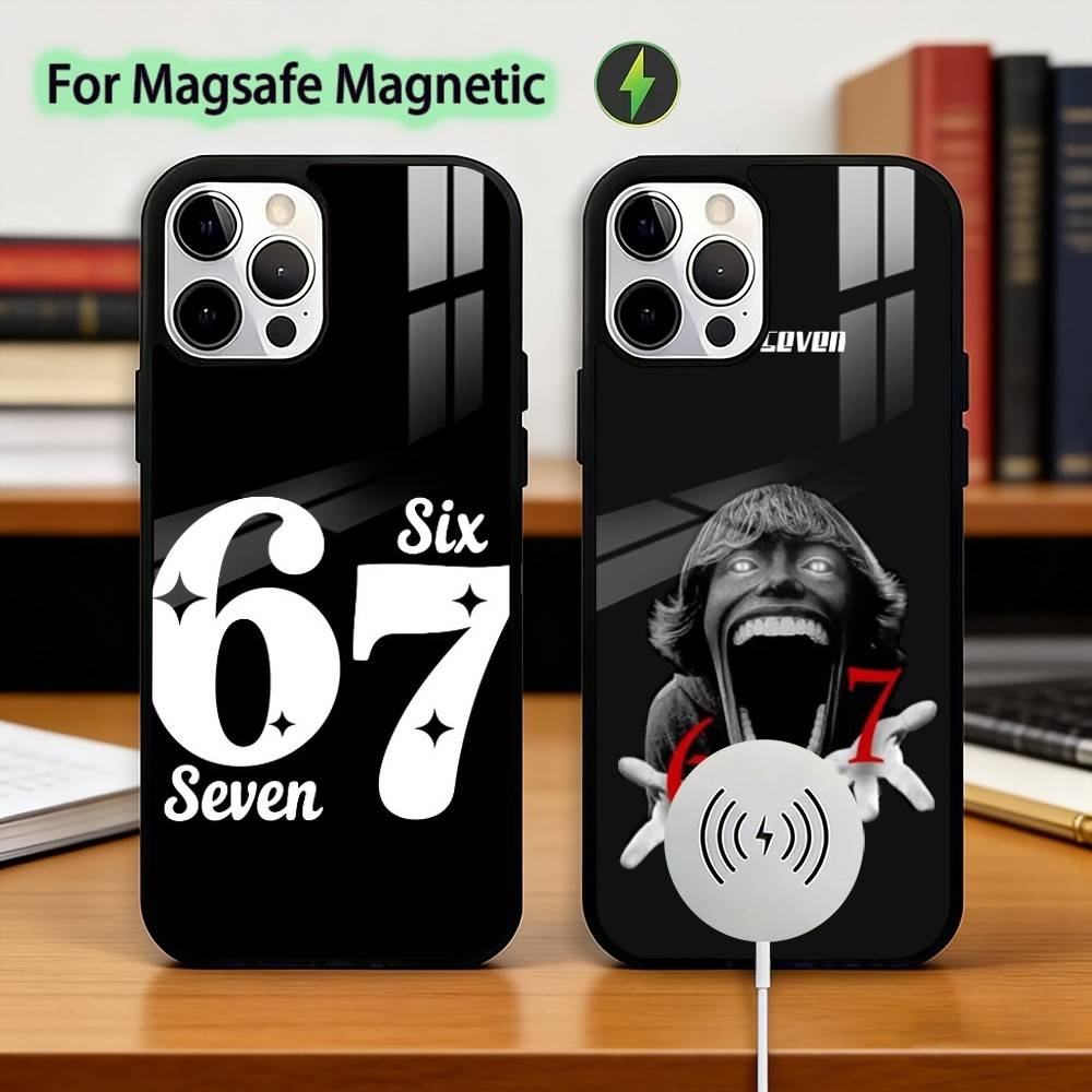 Six S-Seven 67 Phone Case For iPhone17,16,15,14,13,12,11 Plus,Pro Magnetic For Magsafe Wireless Charging
