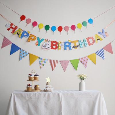 Balloon-Shaped Happy Birthday Banner for Kids' Party Decoration