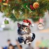 Lovely Acrylic Cat Car Hanging Decoration With Cheerful Christmas Hat And Theme Tree