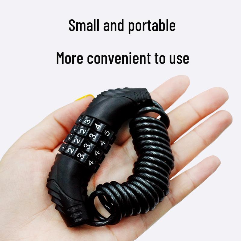 4-stellige Fahrrad-Zahlenschloss: Diebstahlschutz Stahlseil Helm/Fahrradschloss