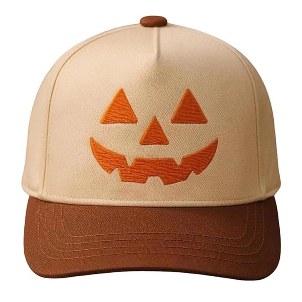 Halloween Pumpkin Face Baseball Hat for Women Men Funny Halloween Cap Ideal Gift for Outdoor Activities Fishing Camping & Daily